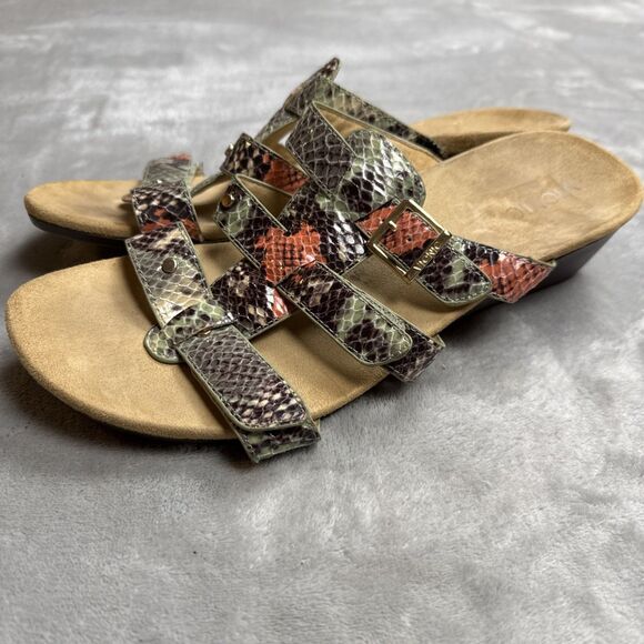 Vionic Radia Women’s Size 12 Snakeskin Triple Strap Slide Wedge Sandals - Picture 3 of 8